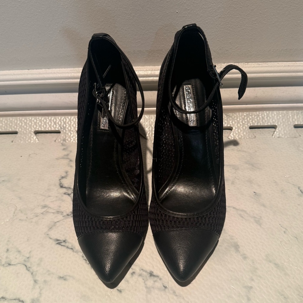 BCBGMaxAzria Black Mesh Detail Heels
